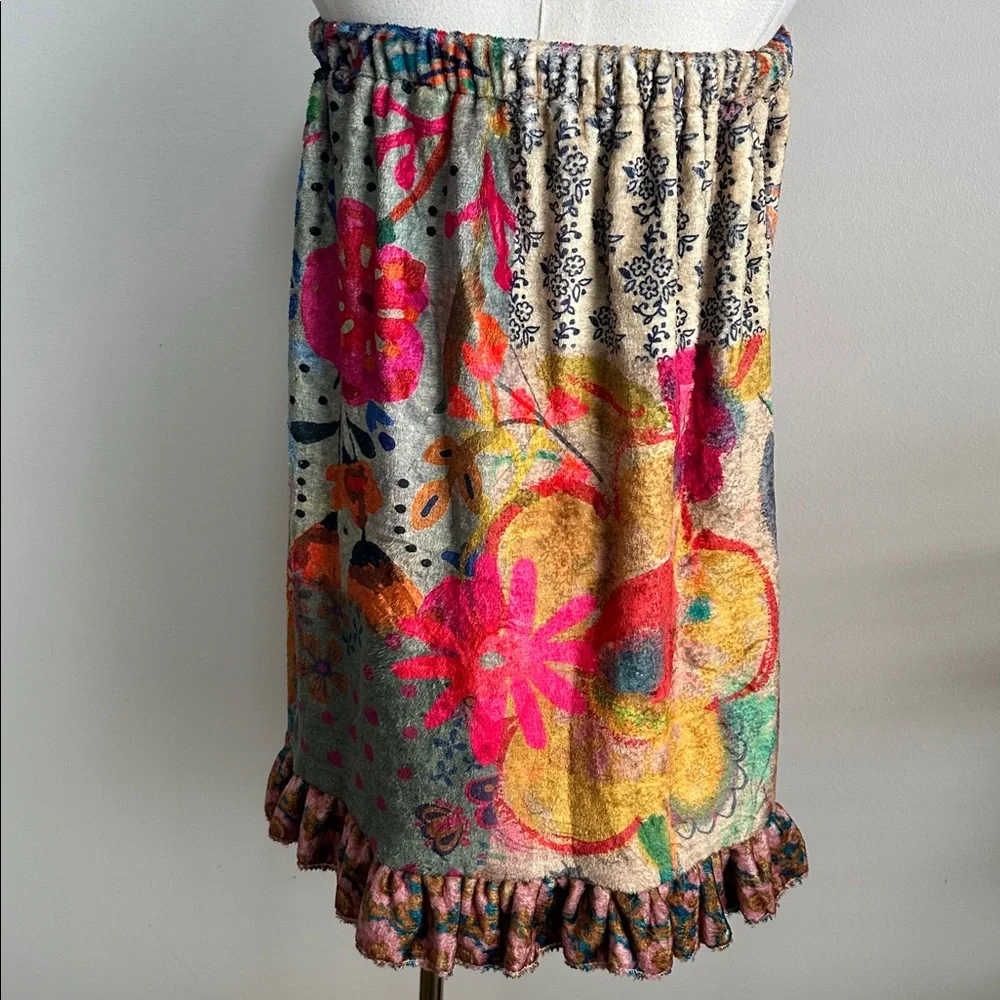 Natural Life Floral Towel Wrap Coverup Skirt Boho Hippie Beach S/M Gods Love‎